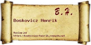 Boskovicz Henrik névjegykártya